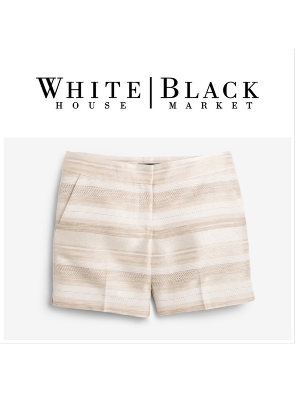 White House black market cream textured shorts tailored white